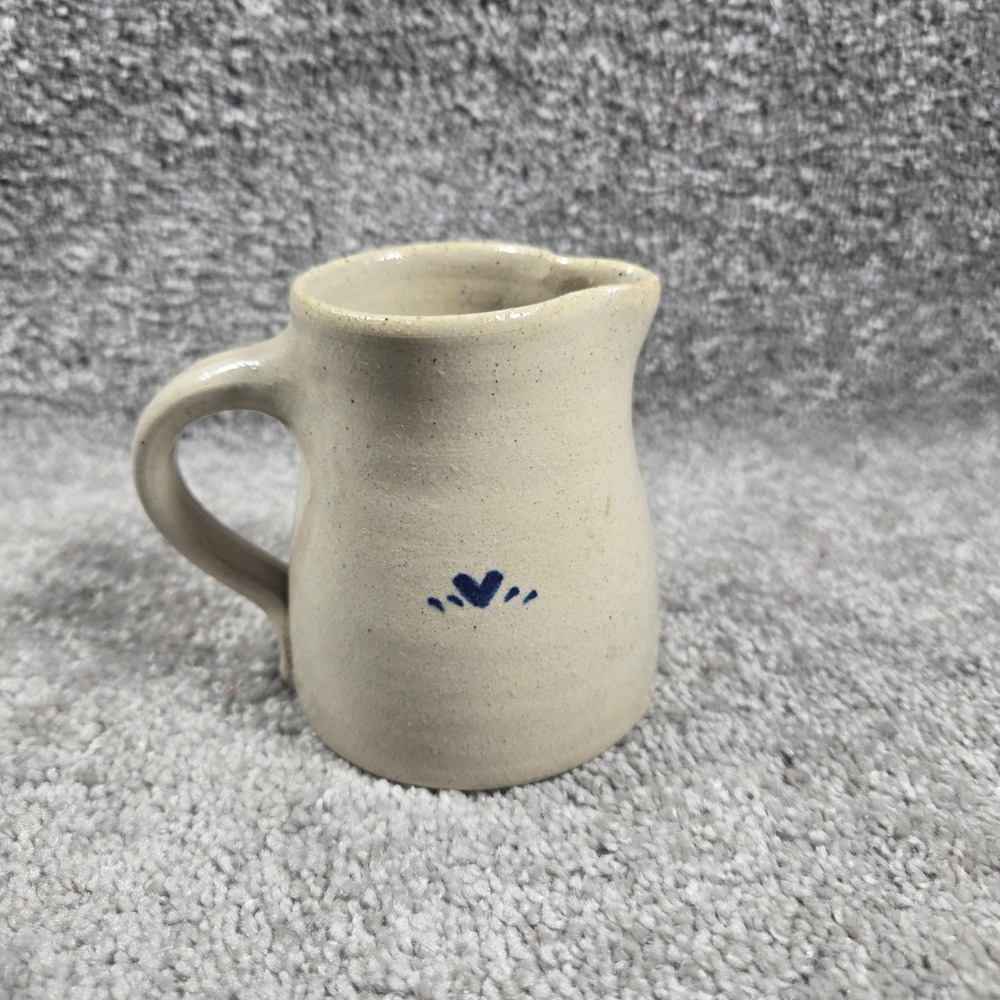 Blue Heart Grandmas Stoneware Creamer Beige Vintage 1994 Small Pitcher - Picture 3 of 7